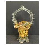 9" Murano tutti frutti confetti glass basket