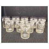 9 vtg clear glass tumblers w/frosted or