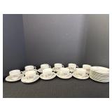 Hand Painted Porcelain Dessert Plates, Cup &