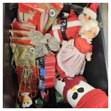 Assorted Christmas Decor Items in Black Tote