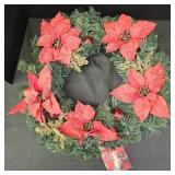 24in Poinsettia Wreath w/ Gold & Red Accents