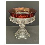 5.5" ruby stained rim thumbprint pedestal