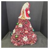 Red/White Tinsel Christmas Tree w/ Ornaments &