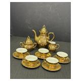 Vintage gold colored porcelain coffee set, 8pc.,