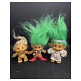 (2) Russ Green Haired Troll Dolls & (1) white
