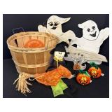Misc Halloween decor - wood ghosts, witch, 2