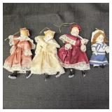 VTG Porcelain-Headed Doll Ornaments