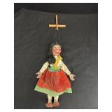 14" Mexican folk art string woman marionette