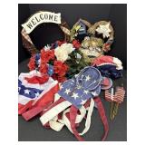 Misc. 4th of July decor - 14in wreaths, artificial