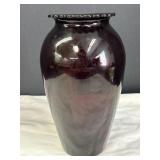Royal Ruby Red Scalloped Rim Glass Vase