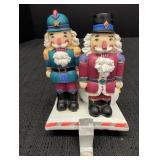 Nutcrackers stocking holder, ceramic base