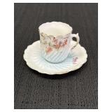 Demitasse cup & saucer set w/scalloped edges, a
