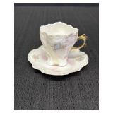 Demitasse cup & saucer set w/delicate pastel