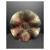 16" Decorative Glass Plate w/ Floral Design