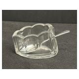 Clear pressed glass spoon holder