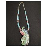 Lee Sands inlay Mother of Pearl & Bead Peacock