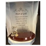 Spunglass sentiment plaque & glass teddy bear,