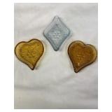Blue & Amber Trinket Glass Dishes (3)