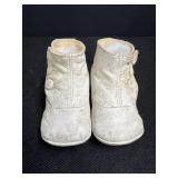 Pair of Vtg. White Leather Baby Shoes