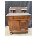 Victorian Eastlake Walnut, Marble Top Wash Stand