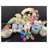 Variety of Easter decor - bunnies, eggs, ceramic