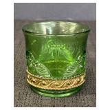 Green Glass Souvenir Toothpick Holder