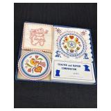 Pennsylvania Dutch coaster & napkin set w/pink