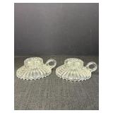Depression Glass Finger-Loop Candle Holder (2)