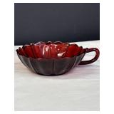 Royal Ruby Red Glass Handled Dish
