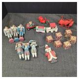 Assorted Holiday Ornaments: Nutcracker, Sleighs,