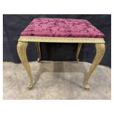 French Style Brass Upholstered Vanity Bench