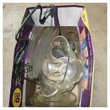 Misc Glass & Metal Kitchen Items: Bowl, plates,