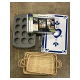 Burner covers, muffin pan, glass baking dish,