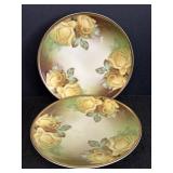 (2) Hand Painted Yellow Rose Decorative Porcelain
