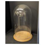 LG Glass Dome w/ Wood Base dome 18in tall base