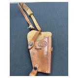 Leather Gun Holster w/strap marked US