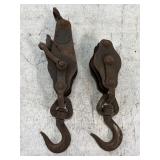 2 double-sheave pulley blocks w/swivel hooks