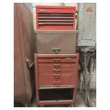 3 Red metal tool cabinets