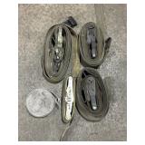 3 nylon ratchet tie-down straps & parts