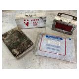 2 metal first aid boxes, plastic infection