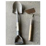 Spade shovel & hoe, 26 & 18in lengths