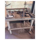 Heavy Duty Steel Work Bench w/ misc steel scrap