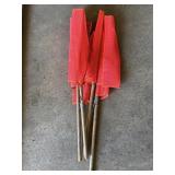 4 orange mesh safety flags on wood dowels,