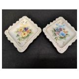 (2) Lefton Porcelain Floral Wall Hangings