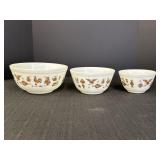 3 Pyrex Early American nesting mixing bowls
