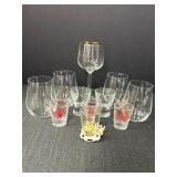 Shot glasses & wine glasses, 11 total