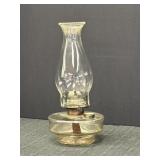 13in clear glass oil lamp w/brass Queen Ann no 2