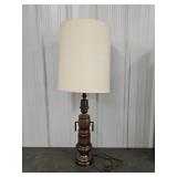Mid Century Wooden & Brass Table Lamp