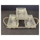 Silver plated three tier glass relish &