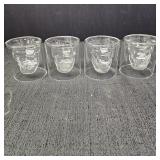 (4) Glass Skull Shot Glasses
